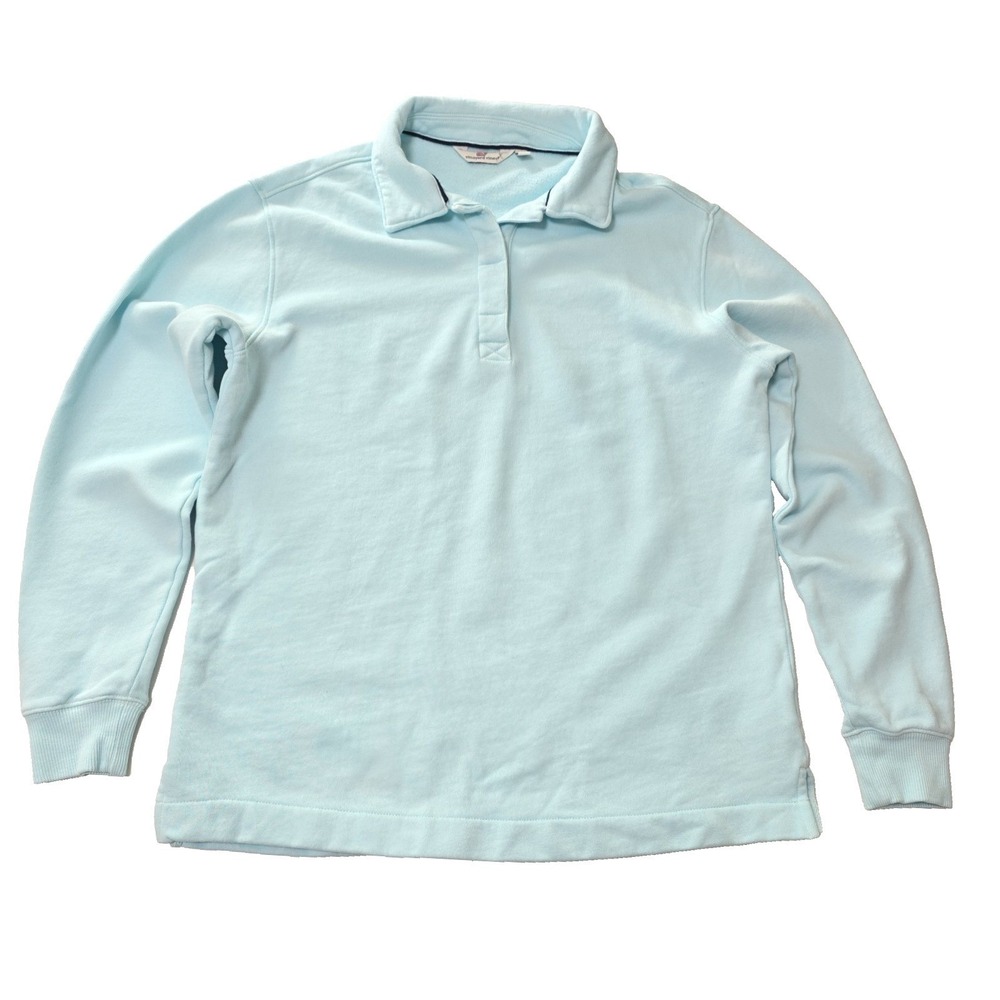 Vineyard Vines Mens XS Aqua Blue 1/4 Button Pullover Neck Sweater Cotton‎ Blend